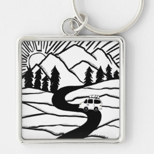 Porte-clés Montagnes Campervan Vanlife RV Sunrise
