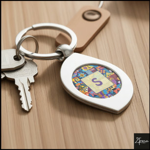 Porte-clés Mosaïque de courte géométrique abstraite de l'art 