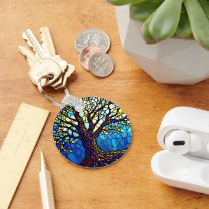 Porte-clés Mosaïque de verre brisé de l'Arbre de Vie