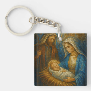 Porte-clés Mosaïque de verre coloré de la Nativité Sainte F