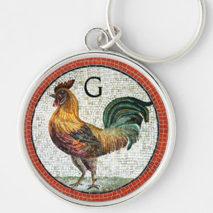 PORTE-CLÉS MOSAÏQUES ROMAINES ANTIQUES / MONOGRAMME DE COQ