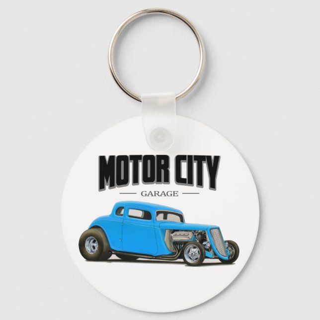 Porte-clés Moteur Ville Garage Hot Rod (Recto)
