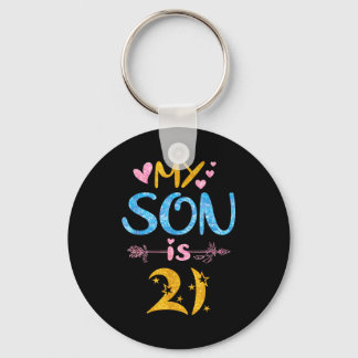 Porte-clés Mother father mom dad happy birthday son is 21