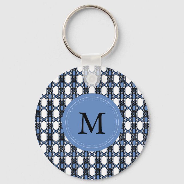Porte-clés Motif Abstrait Monogram Blue Scarab (Recto)