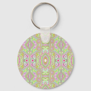 Porte-clés Motif Abstrait Trippy Retro Rose et Lime Green
