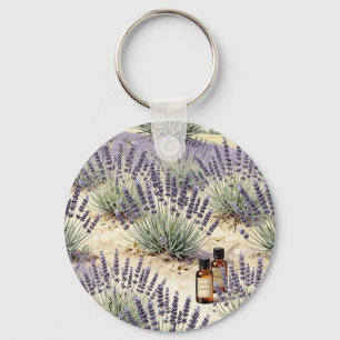 Porte-clés Motif aquarelle d'eau florale de lavande
