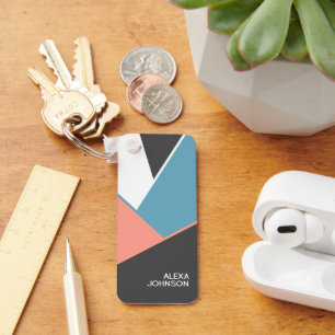 Porte-clés Motif artistique géométrique chic personnalisé pou