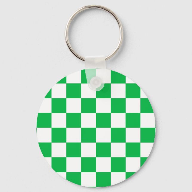 Porte-clés Motif blanc À damiers blanc vert (Recto)