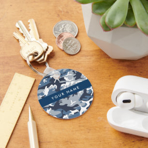 Porte-clés Motif camouflage neige hivernale bleue Personnalis