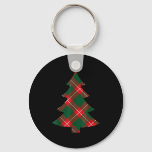 Porte-clés Motif carreau sapin de Noël rouge vert vacances po