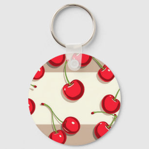 Porte-clés Motif Cerise Gras Vibrations Rétro d'Été