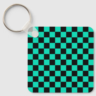 Porte-clés Motif chèque À damiers noir vert