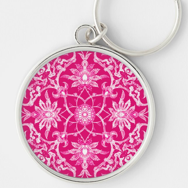Porte-clés Motif chinois Art nouveau - Fuschia rose (Devant)