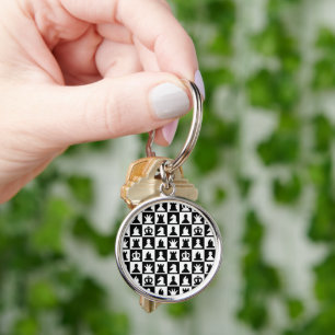 Porte-clés Motif classique de tableau d'échec noir et blanc