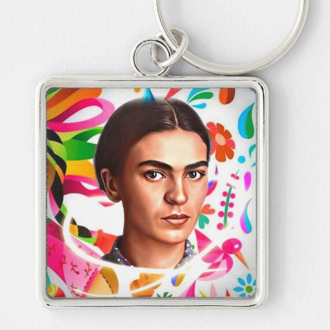 Porte-clés Motif coloré Frida Kahlo (Devant)
