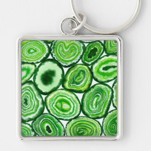 Porte-clés Motif d'agate verte