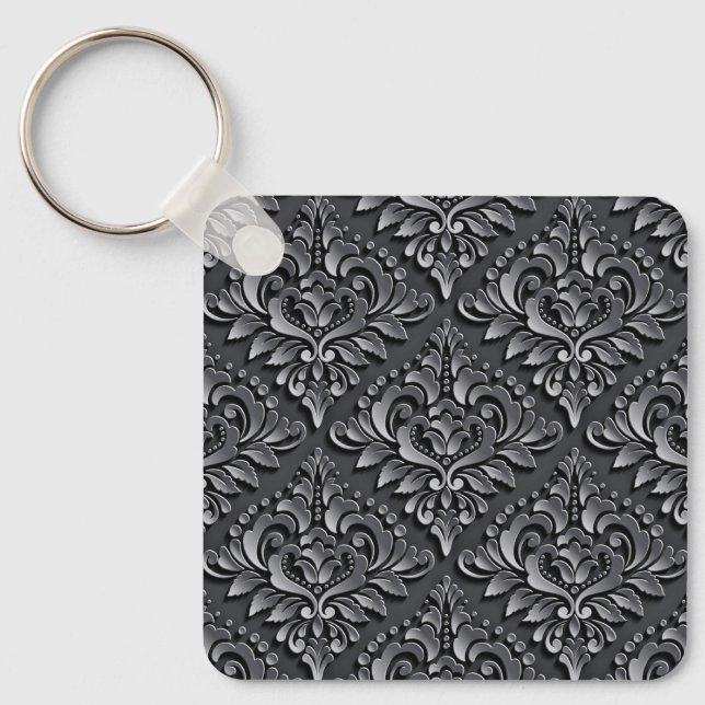Porte-clés Motif Damas Noir Arrière - plan-23961 Insulé Tu (Recto)