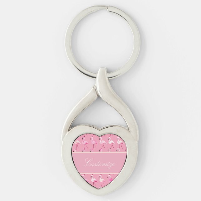 Porte-clés Motif d'aquarelle couleur Flamant rose rose person (Devant)