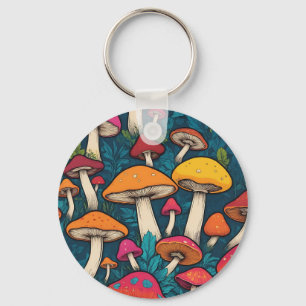 Porte-clés Motif de champignon coloré