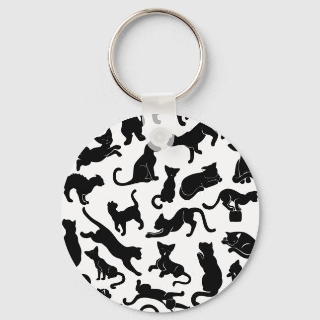 Porte-clés Motif de chat noir (Recto)