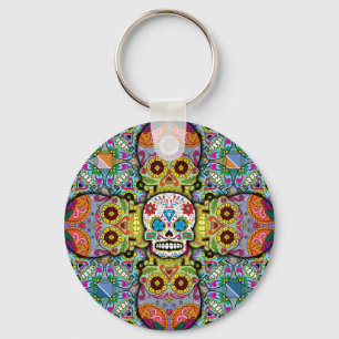 Porte-clés Motif de crânes de sucre