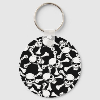 PORTE-CLÉS MOTIF DE CRÂNES GOTHIQUES ET D'OS CROISÉS