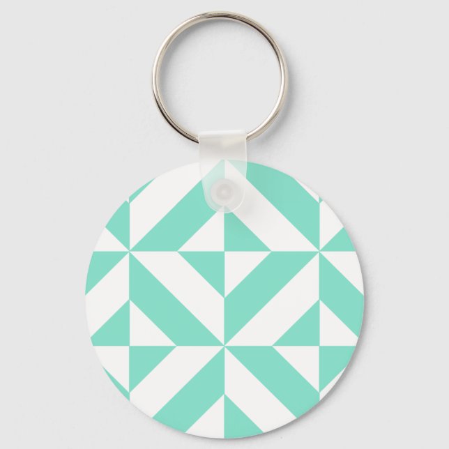 Porte-clés Motif de cube géométrique vert Seafoam (Recto)