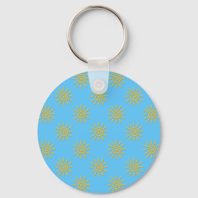Porte-clés motif de dessin 3D Jaune Sun (Recto)