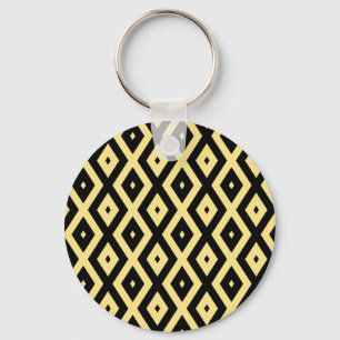 Porte-clés Motif de diamant jaune citron et noir