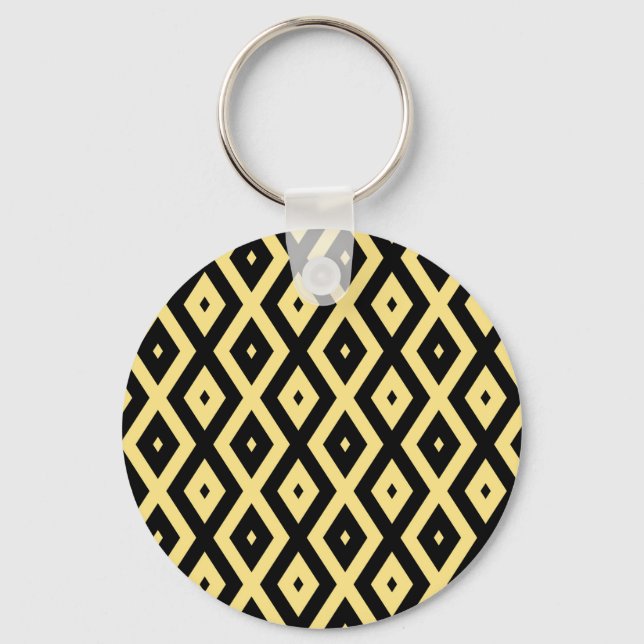 Porte-clés Motif de diamant jaune citron et noir (Recto)