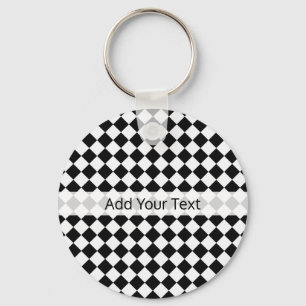 Porte-clés Motif de diamants noir et blanc par Shirley Taylor