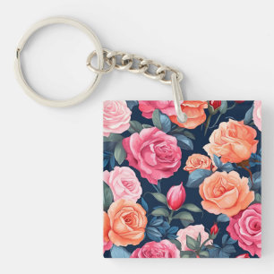 Porte-clés Motif de fleurs de roses en fleurs