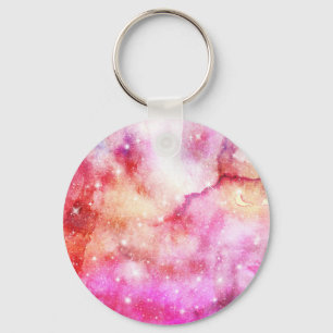 Porte-clés Motif de galaxie rose et rouge
