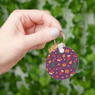 Porte-clés Motif de Noël Violet Esthétique – Joli Vacances