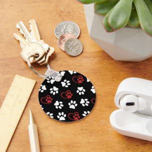 Porte-clés Motif De Pattes, Pattes Blanches, Pattes Rouges, C