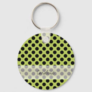 Porte-clés Motif de point chic mignon noir vert de polka de