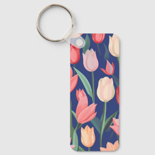 Porte-clés Motif de tulipes.