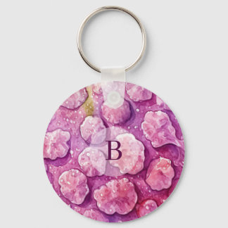 Porte-clés Motif de virus de monogramme rose bactérie