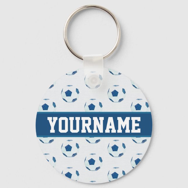 Porte-clés Motif d'esquisse de balle de football de nom perso (Recto)