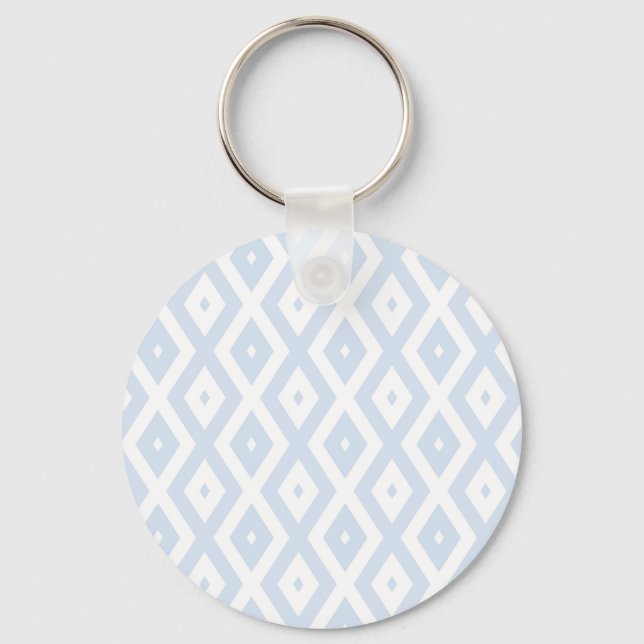 Porte-clés Motif diamant bleu pâle et blanc (Recto)