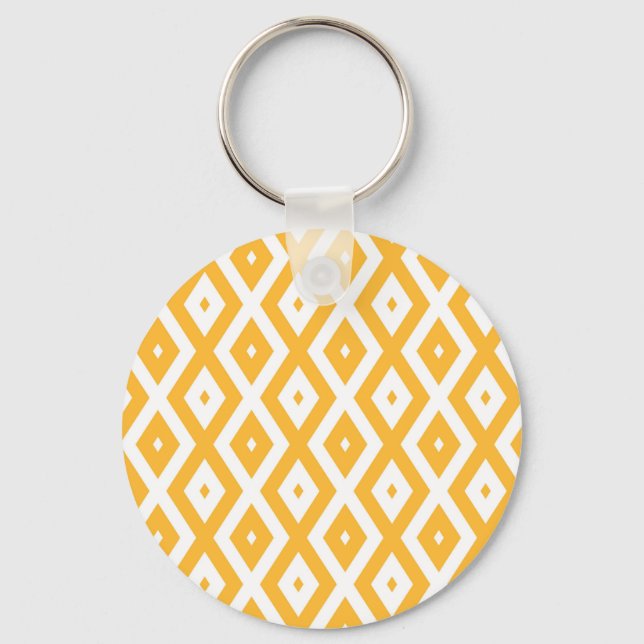 Porte-clés Motif diamant jaune et blanc soleil (Recto)