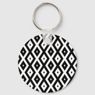 Porte-clés Motif diamant noir et blanc
