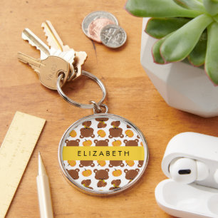 Porte-clés Motif D'Ours, Mignons Ours, Citrouille, Votre Nom