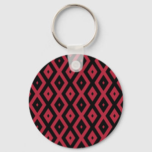 Porte-clés Motif en diamant rouge et noir