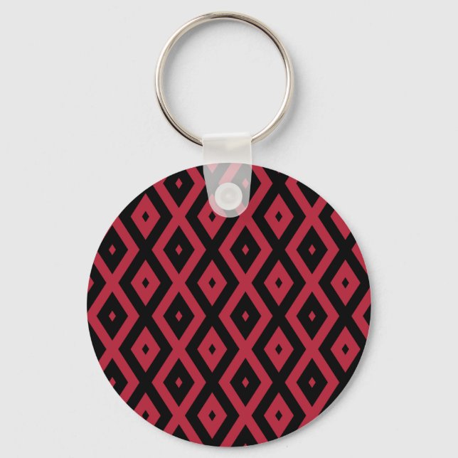 Porte-clés Motif en diamant rouge et noir (Recto)