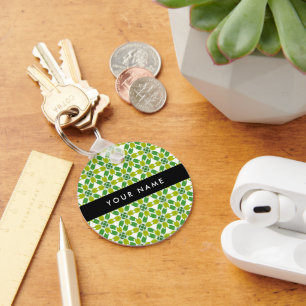Porte-clés Motif feuille, Feuilles verts, votre nom