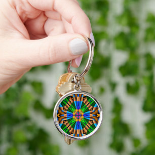 Porte-clés Motif Fleurs Abstraites uniques