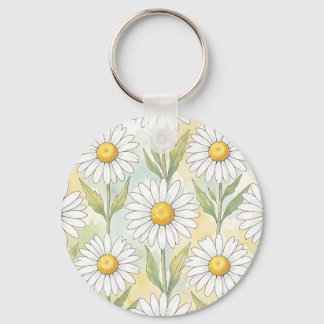 Porte-clés Motif floral de marguerite blanche joyeuse