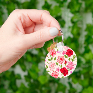 Porte-clés Motif floral d'Hibiscus tropical et de Plumeria