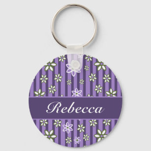 Porte-clés motif floral personnalisé de vert lilas
